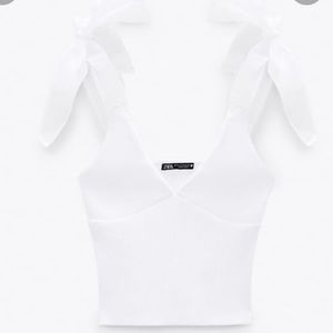 Zara Organza Bow Top in White